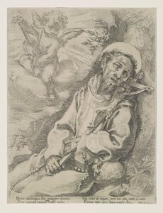 Svatý František Utěšený hudebním andělem od Francesco Vanni