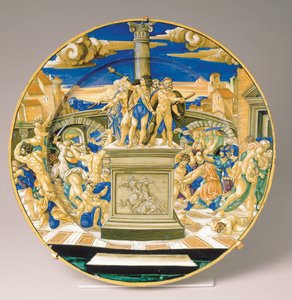 Deska s masakrem neviňátek, kolem 1527-30 (maiolica)