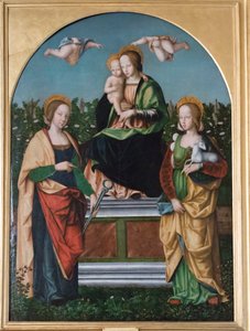 Madona s dítětem, svatá Agáta a svatá Anežka od Francesco Zaganelli di Bosio