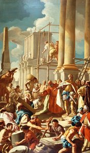 Robert z Anjou staví kostel Santa Chiara, Neapol (olej na plátně) od Francesco de Mura