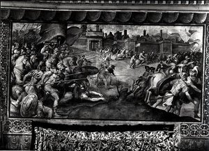Karel V. (1500-58) Proti luteránům (freska) (černobílá fotografie) od Francesco de Rossi Salviati Cecchino