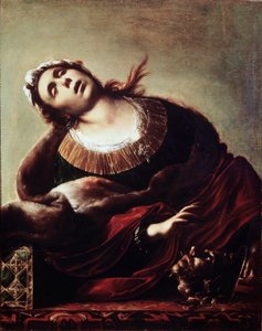 Herodiada s hlavou Jana Křtitele Salome předala hlavu svatého Jana Křtitele jeho matce Herodiadě, zastoupené v extázi. Obraz Francesca Cairo (1607-1665) Pinacoteca Civila ze 17. století, Vicenza