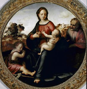 Svatá rodina s malým svatým Janem Křtitelem (Svatá rodina s malým svatým Janem Křtitelem) Obraz Francesca di Cristofano dit il Franciabigio (1482 Ð1525) cca 1516 Rozměr 97 cm Florence Galleria del 