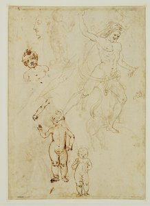 Herkules;tři děti;mužská hlava otočená doleva... od Francesco di Simone (attr. to)