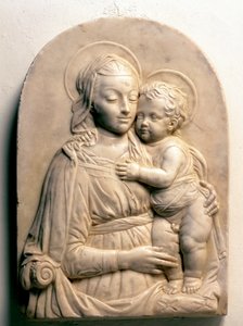 Panna s dítětem. Mramorový nízký reliéf od Francesco di Simone da Fiesole Ferrucci