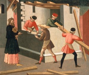 Stavba jeruzalémského chrámu, kolem roku 1445 (tempera na panelu) od Francesco di Stefano Pesellino