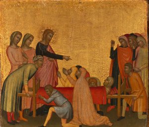 Svatý Jan Evangelista vzkřísí Sathea k životu, ca. 1370.