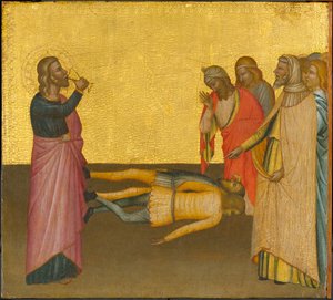Svatý Jan Evangelista a otrávený pohár, kolem 1370-1380 (tempera a plátkové zlato na desce)