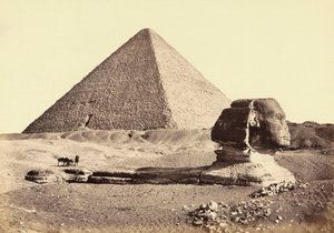 Velká pyramida v Gíze a Sfinga, Egypt. 19. století. od Francis (after) Frith