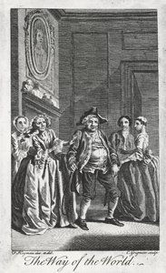 Scéna z The Way of the World, William Congreve (1670-1729), rytina Charlese Grignona z kresby Francise Haymana v Lincoln