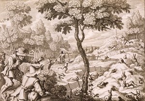 Cony Catching, ryl Wenceslaus Hollar, 1671 od Francis Barlow