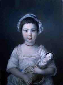 Portrét lady Ann Fitzpatrick držící panenku (olej na plátně) od Francis Cotes