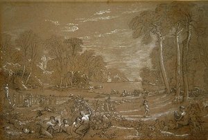 Studie ke Zlatému věku (tužka a křída na papíře) od Francis Danby