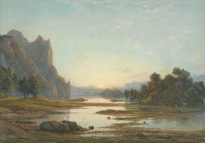 Západ slunce nad říční krajinou od Francis Danby