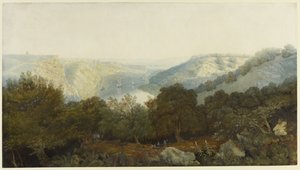 The Avon Gorge with Clifton and the Hotwells, Bristol, c.1820 (wc & bodycolour přes grafit na tkaném papíře) od Francis Danby
