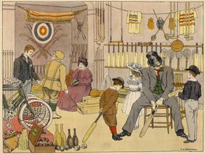 Bedfordova kniha obchodů: Athletic outfitter (barevná litografie) od Francis Donkin Bedford
