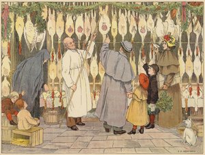 Bedfordova kniha obchodů: Poulterer (barevná litografie) od Francis Donkin Bedford