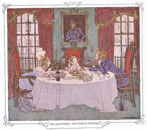 Předal víle poselství, z knihy The Magic Fishbone pub.by Warne  Co, cca 1940 (barevná litografie). od Francis Donkin Bedford