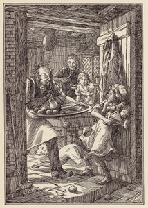 Ilustrace k románu Cvrček na krbu od Charlese Dickense (barevná litografie) od Francis Donkin Bedford