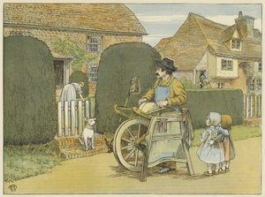 Bruska na nože (barevná litografie) od Francis Donkin Bedford