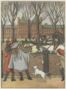 Londýn: Rotten Row (barevná litografie) od Francis Donkin Bedford