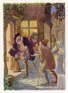 Merrie England: Bedlam Beggars (barevná litografie) od Francis Donkin Bedford