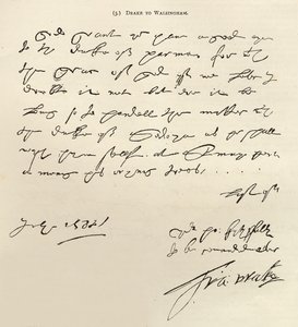 Dopis sira Francise Drakea Siru Francisi Walsinghamovi podepsaný 29. července 1588, publikovaný v 