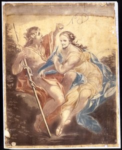 Venuše a Adonis, podle obrazu Benjamina Westa (1738-1820) 1778-81 (mechanická malba)