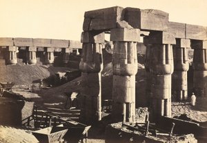 "Egypt a Palestina": kolonáda nádvoří festivalu Amenhotepa III v chrámu Luxor (El-Uqsor), Egypt od Francis Frith
