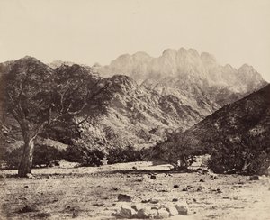 Hora Serbal, z Wádee Feyrán, Egypt,1858 (foto) od Francis Frith