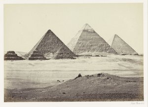 Piramides van Gizeh Pyramidy El Geezeh. Od jihozápadu (nadpis na objektu) od Francis Frith