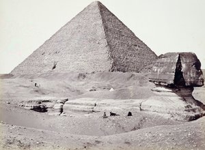 Velká pyramida se Sfingou v popředí, El-Geezah od Francis Frith