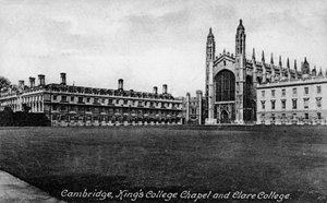 Kings College Chapel a Clare College, Cambridge, Cambridgeshire, konec 19. století. od Frith and Co