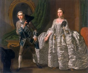 „David Garrick a Hannah Pritchard ve scéně z Podezřelého manžela“, 1752 od Francis Hayman