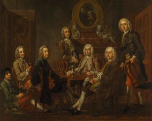 Portrét skupiny gentlemanů s umělcem od Francis Hayman