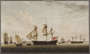 Lodě kapitána Cooka HMS Resolution and Adventure in the Long Reach, 1772
