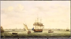 Fregata "Surprise" kotví u Great Yarmouth, Norfolk, asi 1775