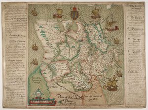 Mapa Ulsteru (pero a inkoust s mytím na papíře) od Francis Jobson