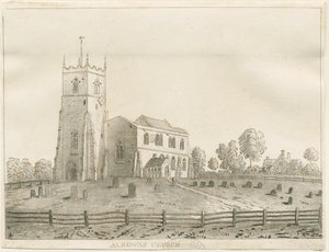 Alrewas Church: rytina akvatinta, nd [? 1848] od Francis Jukes