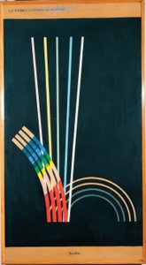 Vše. Černé barvy, bílé, červené, modré, žluté čáry, křivky, rovné čáry, oblouky. od Francis Picabia