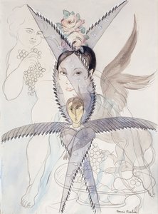 Transparence - Hlava a okřídlený kůň; Transparence - Tete et Cheval Aile, asi 1928 (akvarel, kvaš, černá křída a tužka na papíře) od Francis Picabia