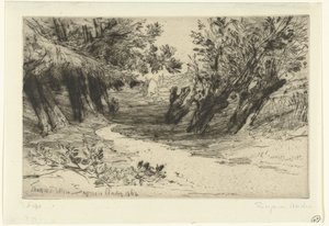 Podložka teče do vody Procházka milenců Thames Ditton (název na objektu) od Francis Seymour Haden (Sir) (signed by artist)