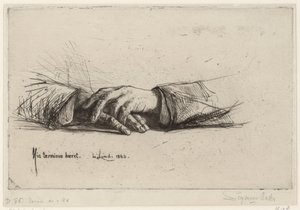 Rustende handen ruce složené leptové studie (název série) od Francis Seymour Haden (Sir)