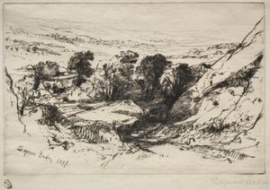 Nine Barrow Down, 1877. od Francis Seymour Haden