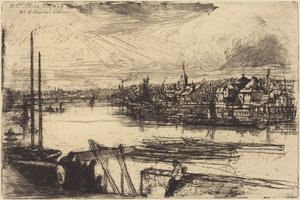 Staré Chelsea, z Whistlerova okna (Battersea Reach) od Francis Seymour Haden
