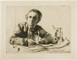 Portrét Francise Seymoura Hadena, č. 2 (při leptání) od Francis Seymour Haden