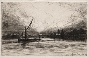 Západ slunce na Temži, 1862. od Francis Seymour Haden