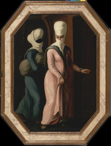 Turecká dáma jde se svým otrokem do koupele, asi 1760