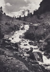 Východní Alpy: Pohoří Reichen z horního konce Wildgerlos Tal (černobílá fotografie)