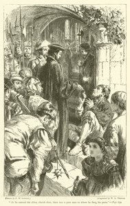 Když vstoupil do dveří klášterního kostela, stál tam chudák, kterému hodil měšec. od Francis Wilfred Lawson
